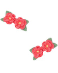 2PK NOVELTY CLIPS: crochet flower cranberry