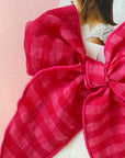 POINTED BIG BELLE CLIP: raspberry gingham