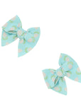 2PK BABY BLOOM CLIPS: robin egg knit tulip