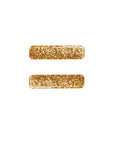 2PK GLITTER BAR CLIPS: glitter metallic gold