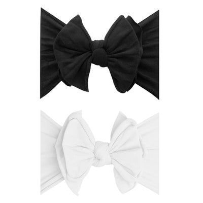 2 Pack Spandex/Nylon Fab Box Set One Size: black+white-Baby Bling Bows
