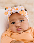 PRINTED KNOT: pumpkin-Baby Bling Bows