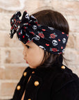 Soft Nylon Headband Printed Fab Style One Size: skull n rose-Baby Bling Bows