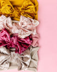 VELVET FAB SKINNY: blush/crushed medallion-Baby Bling Bows