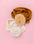 Soft Nylon Headband with Faux Luxe Fur Pom One Size: camel-Baby Bling Bows