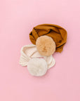 LUXE FUR POM: oatmeal-Baby Bling Bows