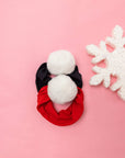 Soft Nylon Headband with Faux Luxe Fur Pom One Size: cherry/white-Baby Bling Bows