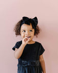 Soft Velvet Nylon Fab-bow-lous Headband One Size: black-Baby Bling Bows