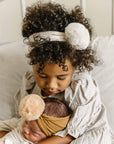 LUXE FUR POM: oatmeal-Baby Bling Bows