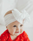 Soft Nylon/Spandex Headband Fab-BOW-Lous Style One Size: white-Baby Bling Bows