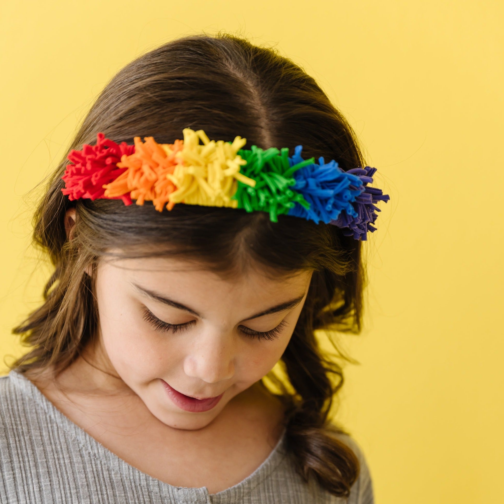 FRINGE HARD HEADBAND: primary rainbow – Baby Bling Bows display picture 2