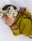 Soft Printed Nylon Headband KNOT One Size: dandelion-Baby Bling Bows