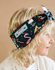 Soft Printed Nylon Headband One Size: holiday bash-Baby Bling Bows