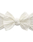 Soft Nylon Headband Patterned Shabby Knot Style One Size: ivory dot-Baby Bling Bows