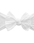 Soft Nylon Headband Patterned Shabby Knot One Size: white dot-Baby Bling Bows