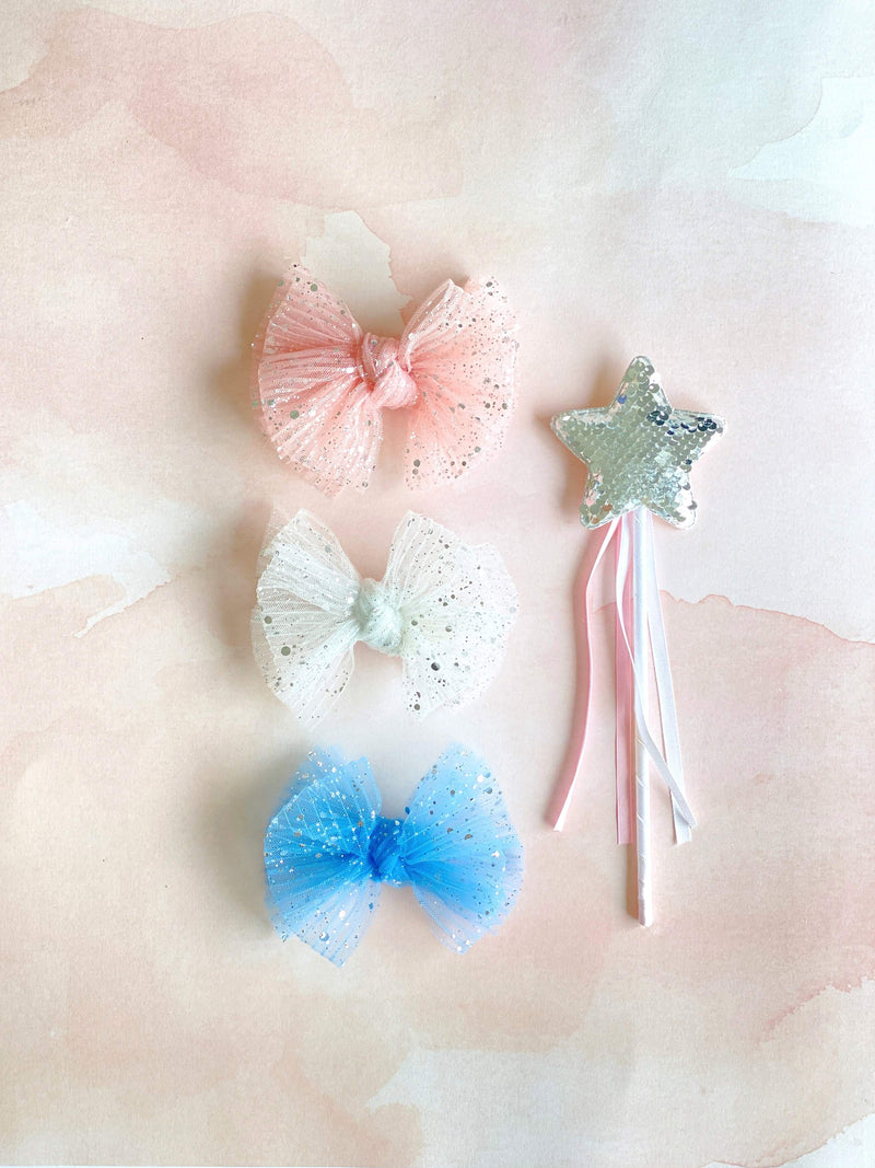 2 Pack Soft Tulle Baby Fab Clips: princess white-Baby Bling Bows