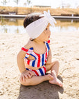 Soft Spandex Headband Shab-BOW-Lous Style One Size: white dot-Baby Bling Bows