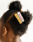 2PK GLITTER BAR CLIPS: glitter metallic gold