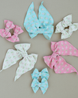2PK BABY BLOOM CLIPS: robin egg knit tulip