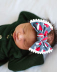 Soft Printed Nylon Knot Headband with Trim One Size: ho-ho bow-Baby Bling Bows