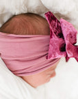 VELVET FAB: crushed mauve-Baby Bling Bows