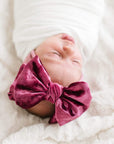 VELVET FAB: crushed mauve-Baby Bling Bows