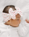 Soft Nylon Headband Patterned Shabby Knot One Size: white w/ red dot-Baby Bling Bows