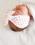 Soft Nylon Headband Patterned Shabby Knot One Size: white w/ red dot-Baby Bling Bows