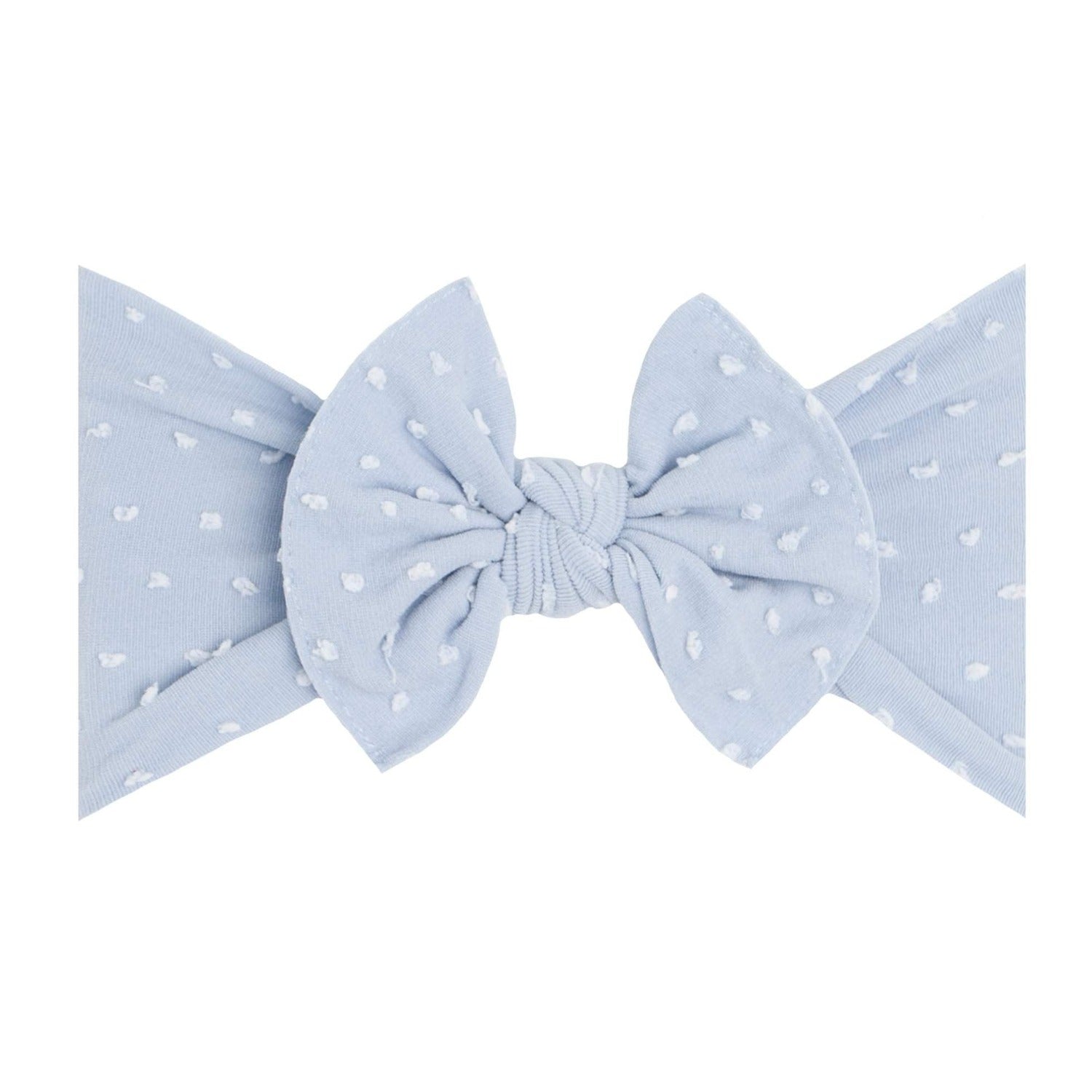 Soft Nylon Headband Patterned Shabby Knot One Size: dusty blue dot-Baby Bling Bows
