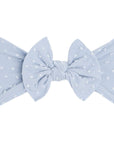 Soft Nylon Headband Patterned Shabby Knot One Size: dusty blue dot-Baby Bling Bows