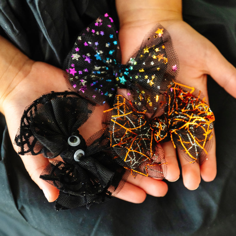2PK TULLE BABY FAB CLIPS: black multi star