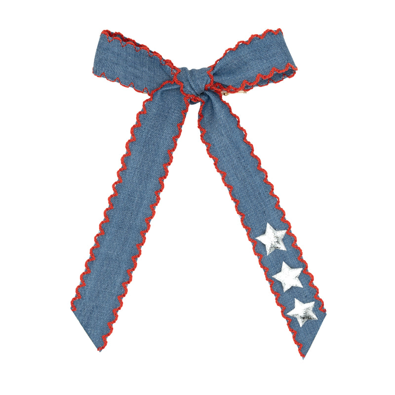 BALLET CLIP: demin star ribbon