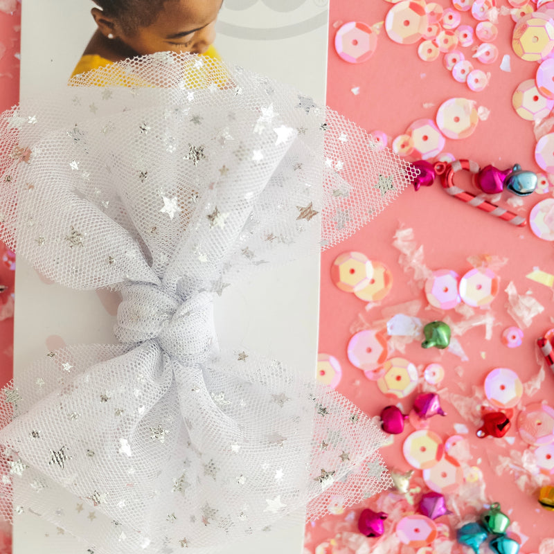 TULLE FAB® CLIP: white silver star