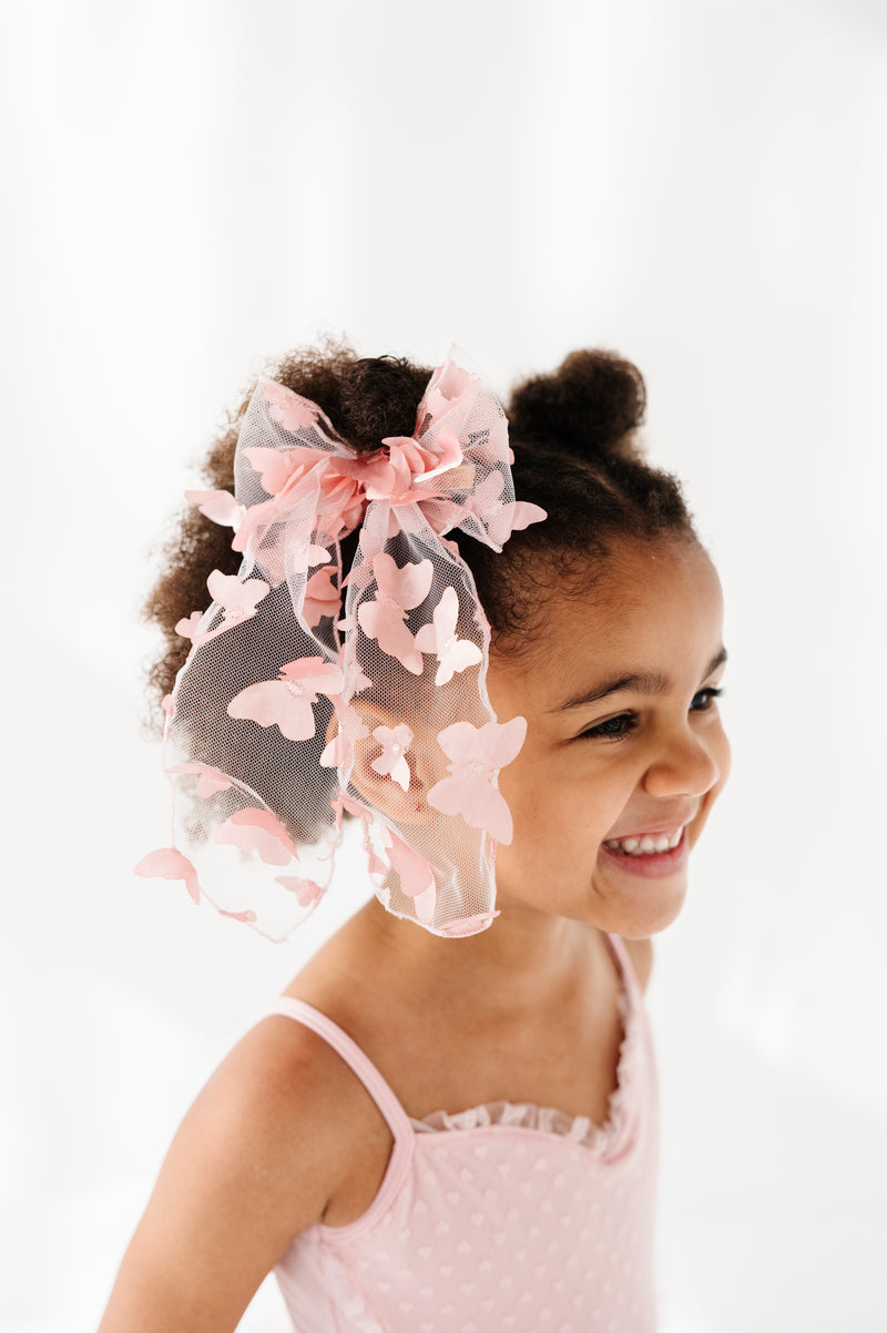 BIG BELLE CLIP: rose quartz butterfly