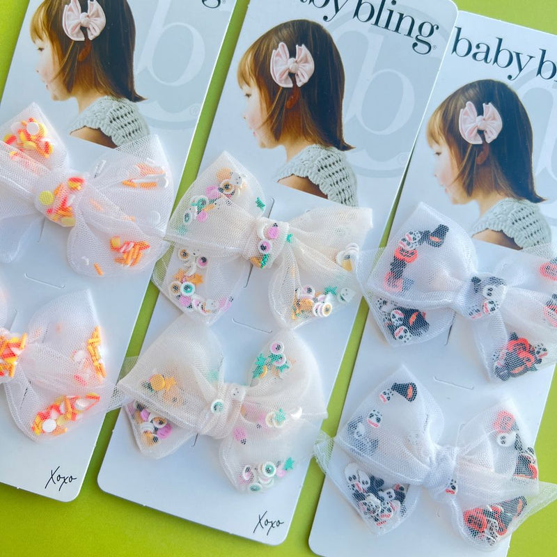 2PK SHAKER BABY BLOOM CLIPS: candy corn