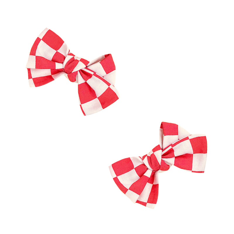 2PK BABY BLOOM CLIPS: red race check