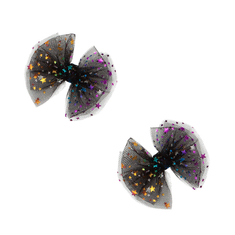 2PK TULLE BABY FAB CLIPS: black multi star