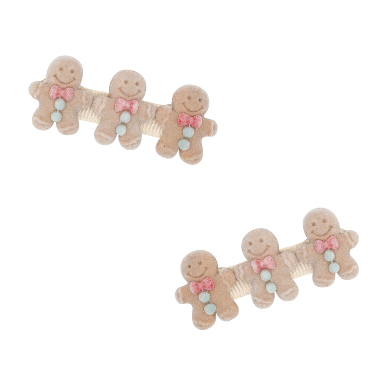 2PK NOVELTY CLIPS: gingerbread blue bottons