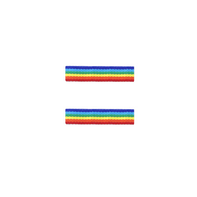 2PK RIBBON CLIPS: rainbow stripe