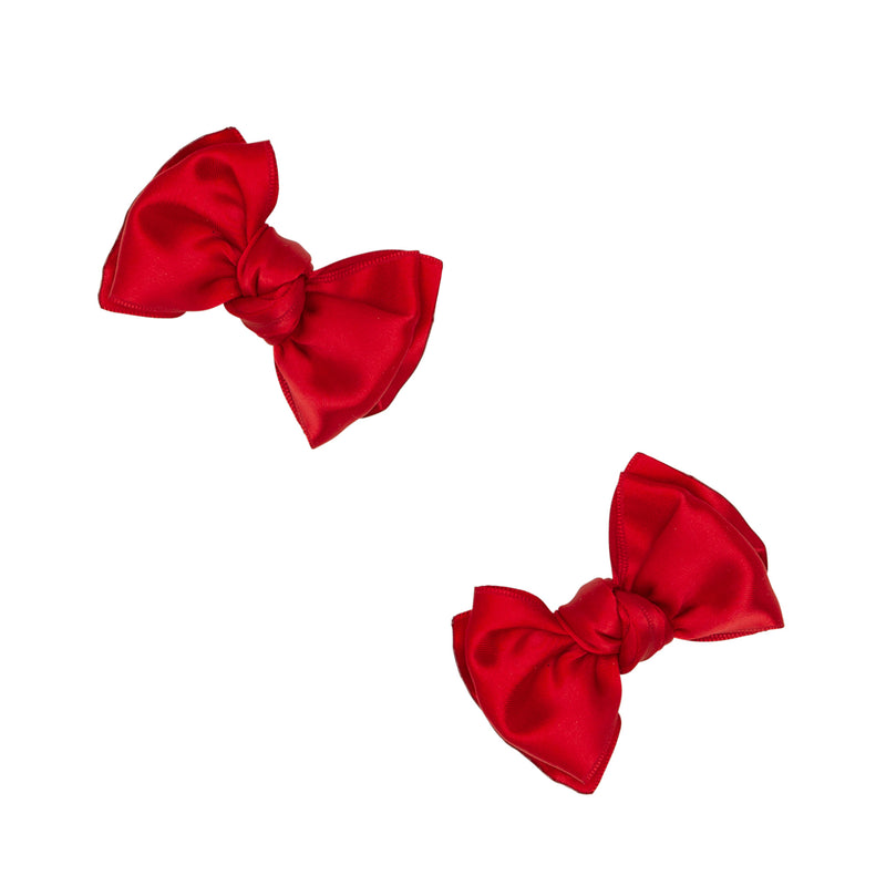 2PK SATIN BABY FAB CLIPS: red