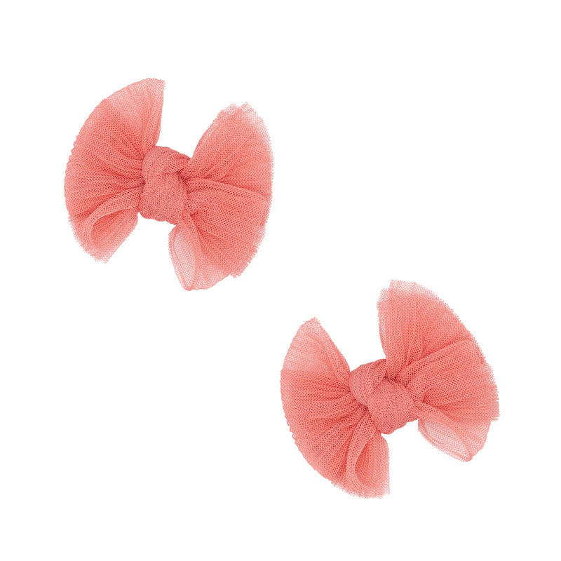 2PK TULLE BABY FAB® CLIPS: pleated coral