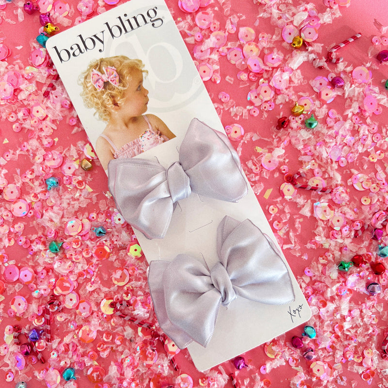 2PK SATIN BABY FAB CLIPS: silver
