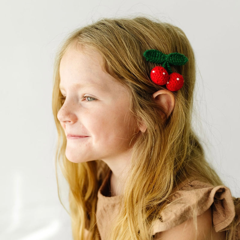 2PK NOVELTY CLIPS: crochet cherries