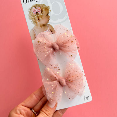 2PK TULLE BABY FAB® CLIPS: glitter mauve