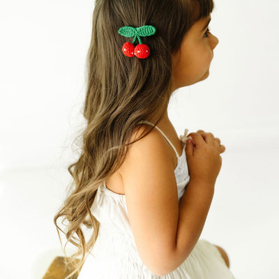 2PK NOVELTY CLIPS: crochet cherries