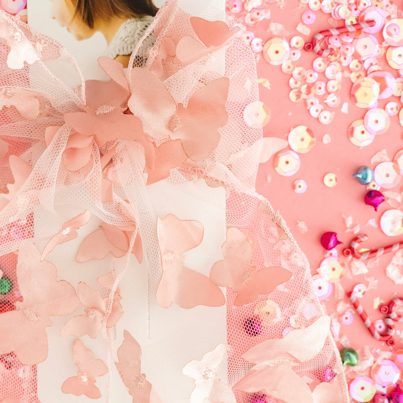BIG BELLE CLIP: rose quartz butterfly