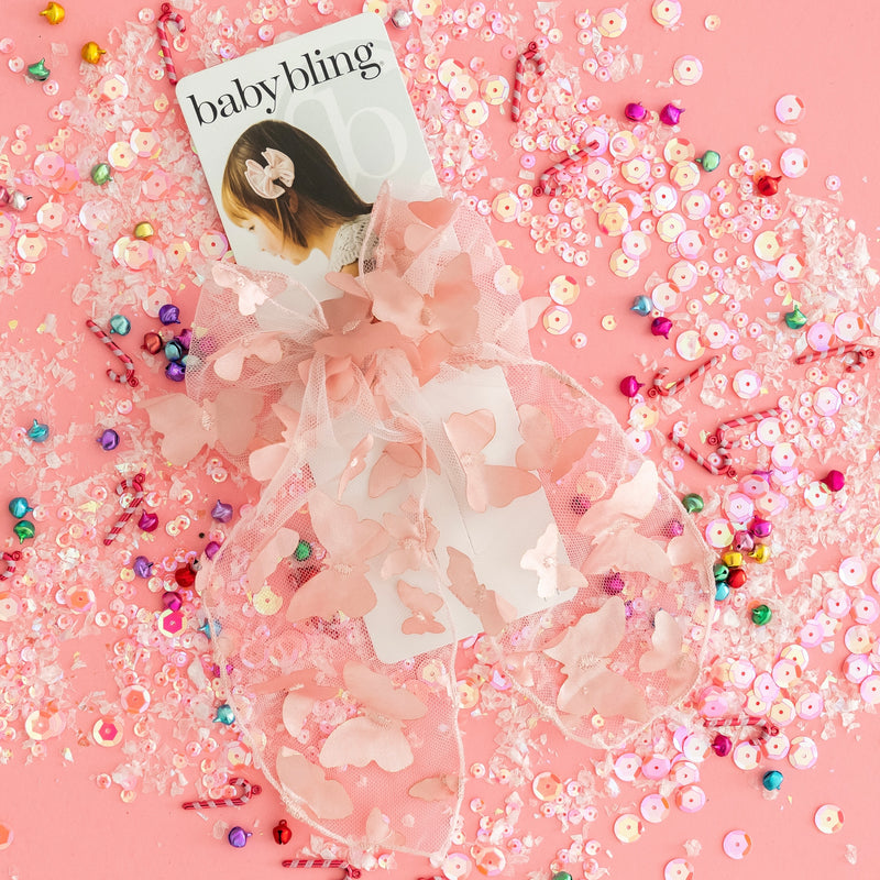 BIG BELLE CLIP: rose quartz butterfly
