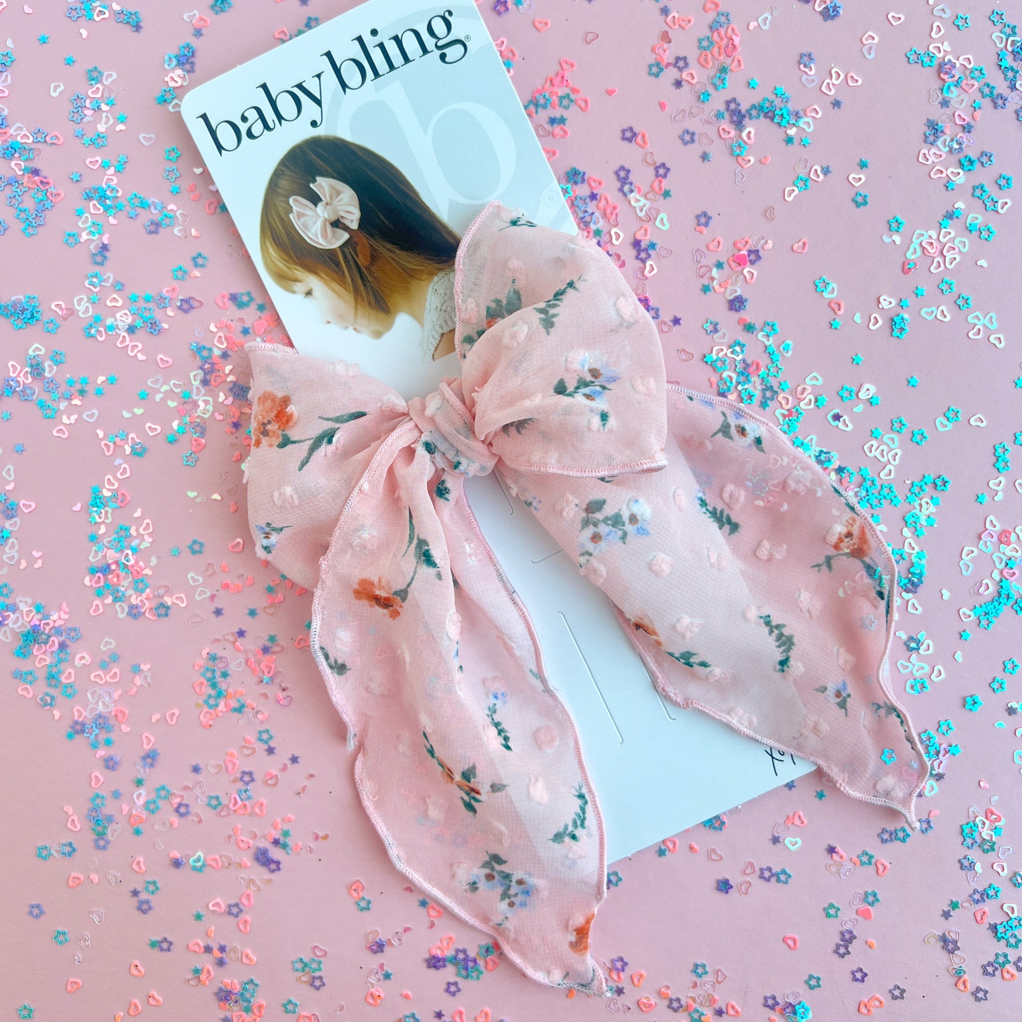 POINTED BIG BELLE CLIP: pink clipped dot floral