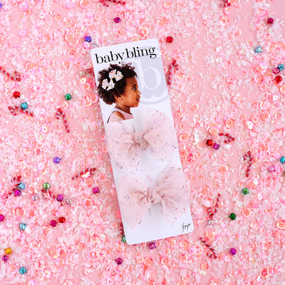 2PK TULLE BABY FAB® CLIPS: pink tinsel