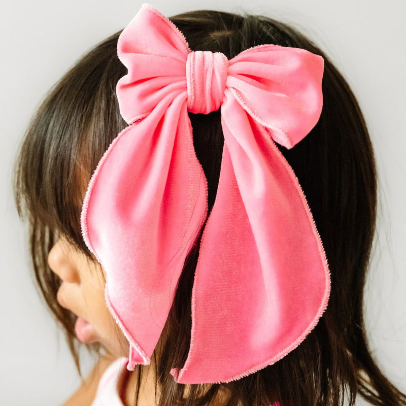 POINTED BIG BELLE CLIP: velvet neon pink-a-boo
